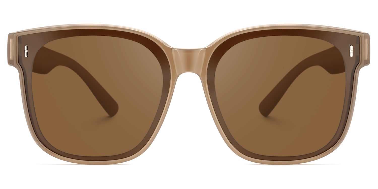 Madesh - Square Brown Fit Over Sunglasses | Vooglam Angle View