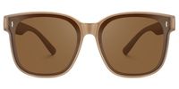 Madesh - Square Brown Fit Over Sunglasses | Vooglam Angle View
