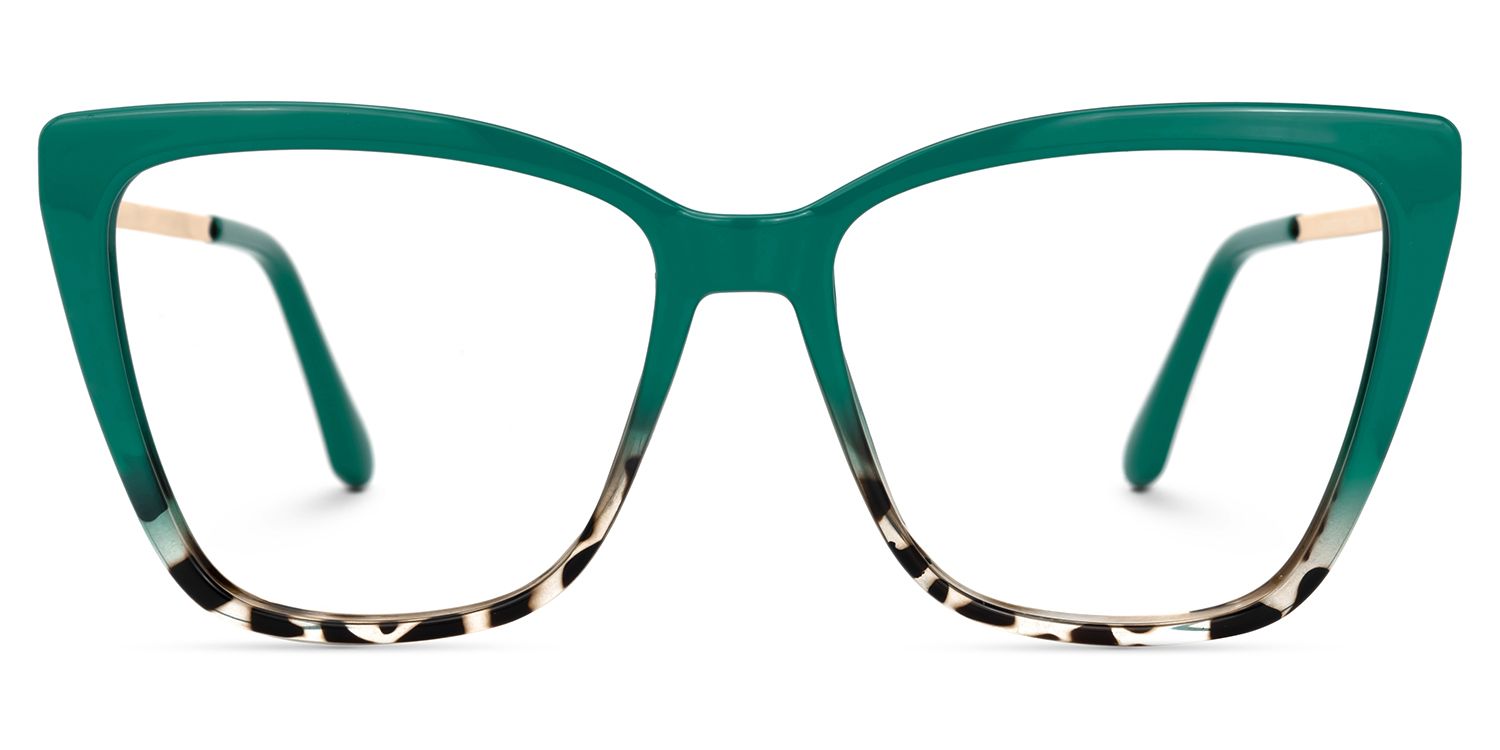 Adebola - Square Green/Tortoise Eyeglasses | Vooglam Angle View