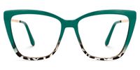 Adebola - Square Green/Tortoise Eyeglasses | Vooglam Angle View