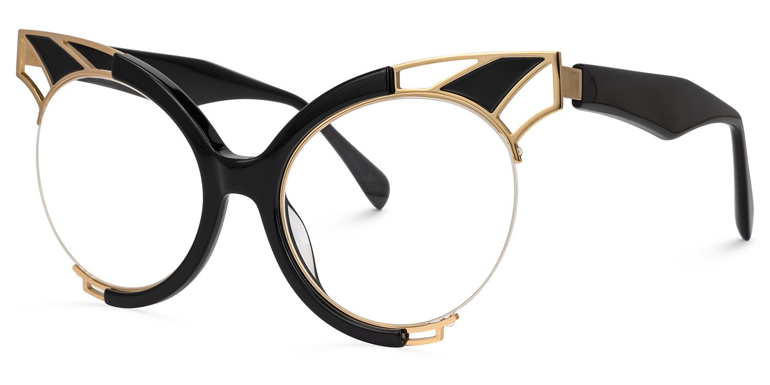 Erika - Round Black Eyeglasses | Vooglam Front View