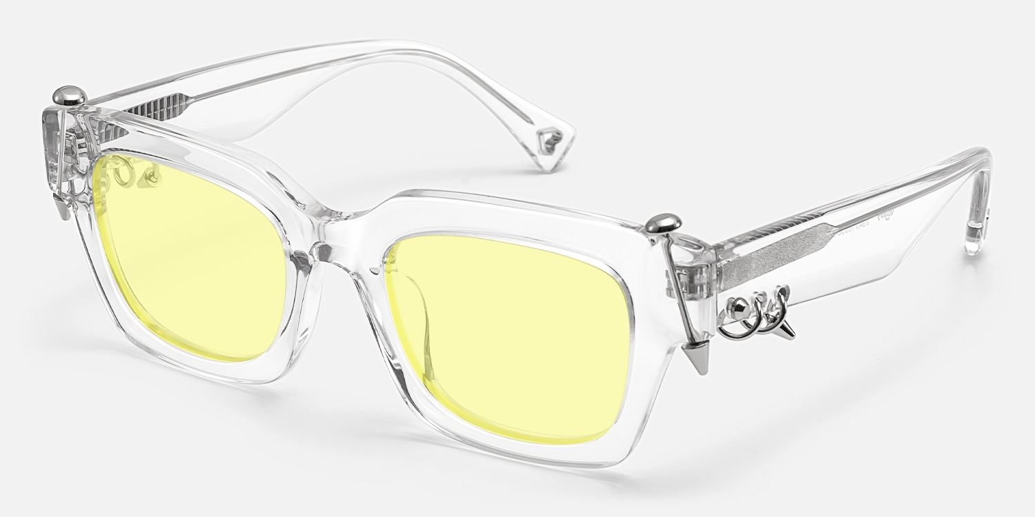 Sabrina - Rectangle Crystal Sunglasses | Vooglam Front View