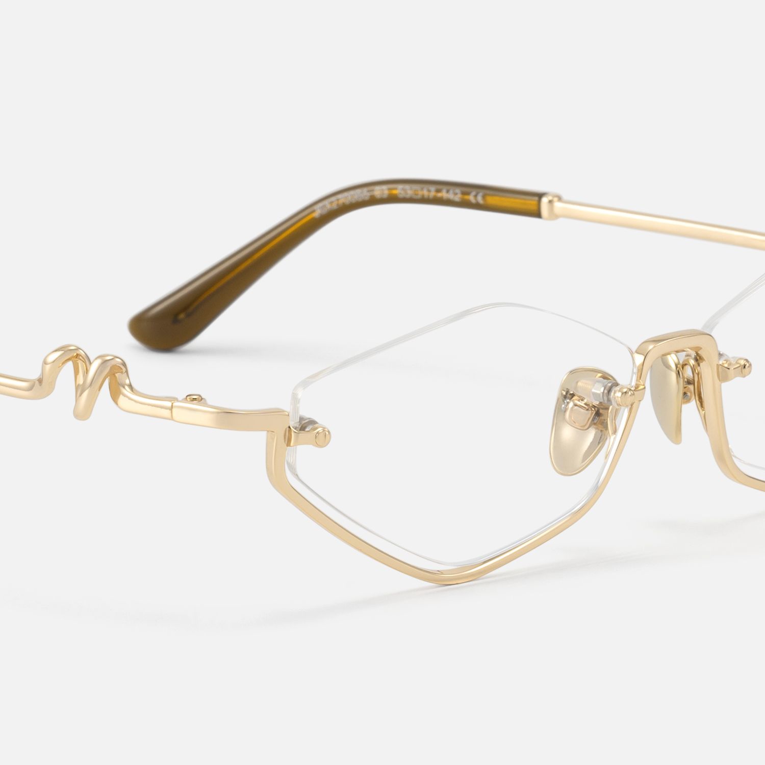 Niseko - Champagne Gold Octagon Half Rim Glasses | Vooglam Design Details