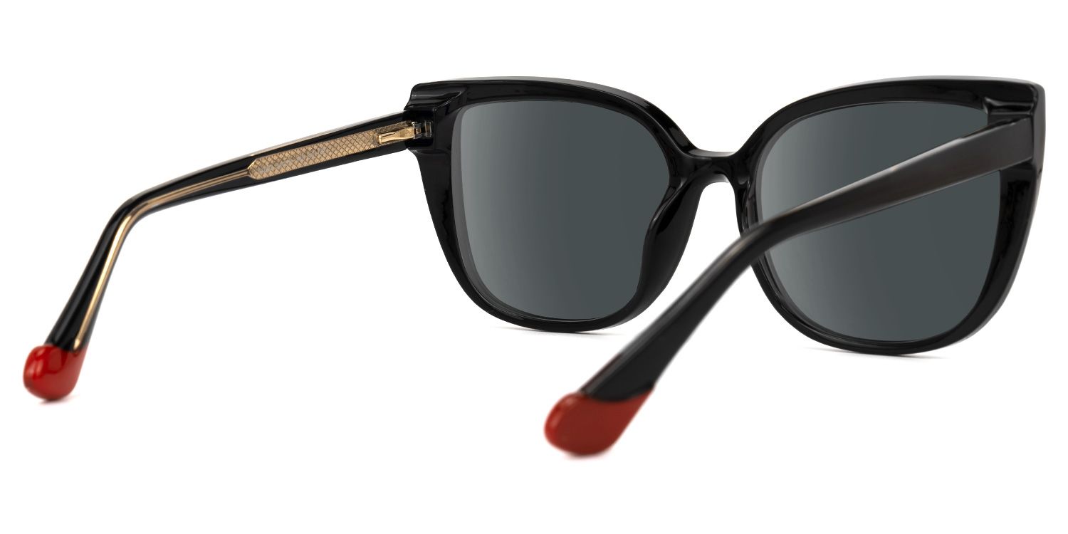 Darena - Cat Eye Black Sunglasses | Vooglam Side View