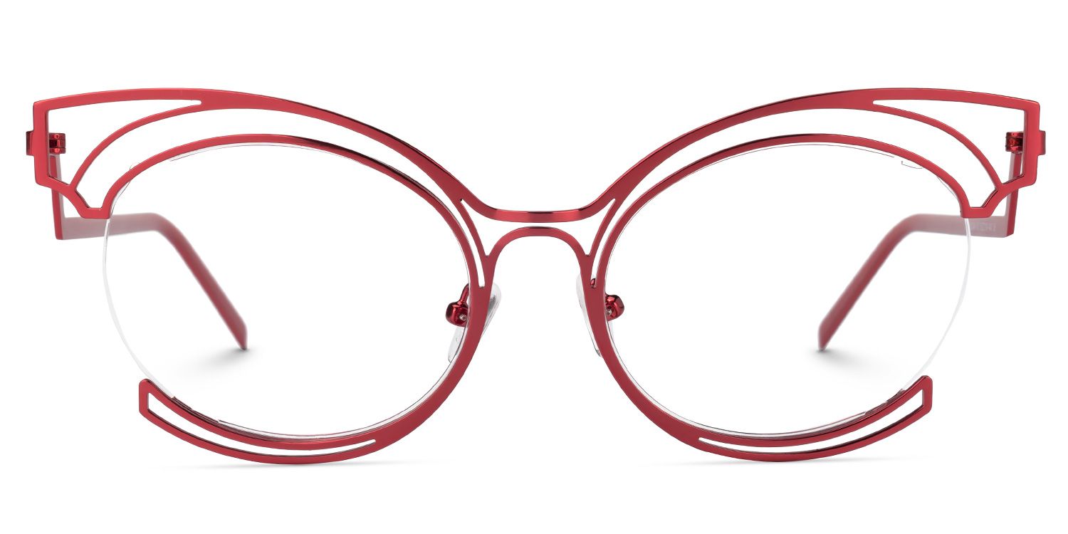 Maggie - Cat Eye Red Eyeglasses | Vooglam Angle View