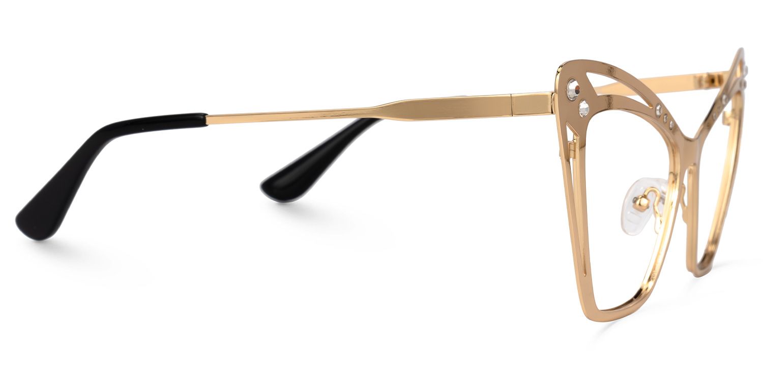 Jeanna - Cat Eye Gold Eyeglasses by Vooglam - Product View 4