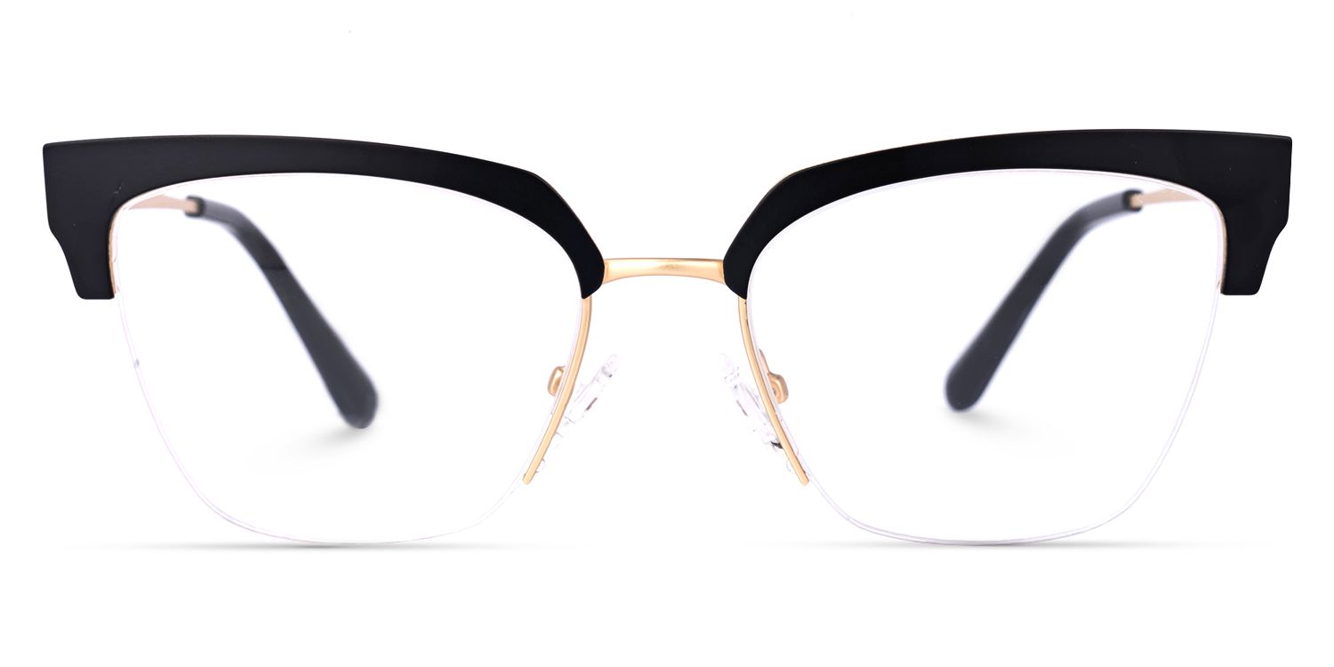 Adelheid - Browline Black Eyeglasses | Vooglam Angle View