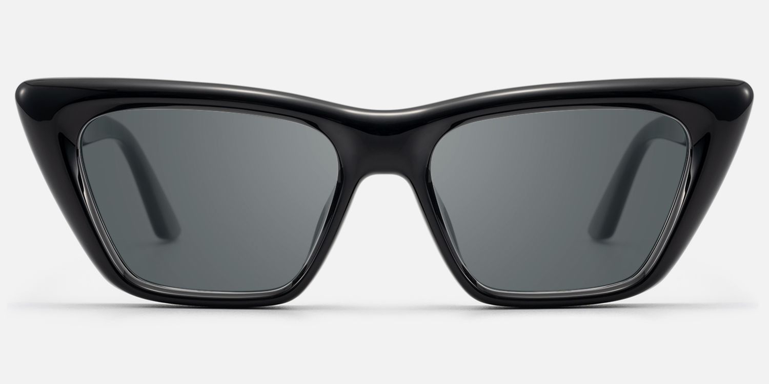 Meguro - Black Inflated Cat-Eye Tinted Sunglasses | Vooglam Angle View
