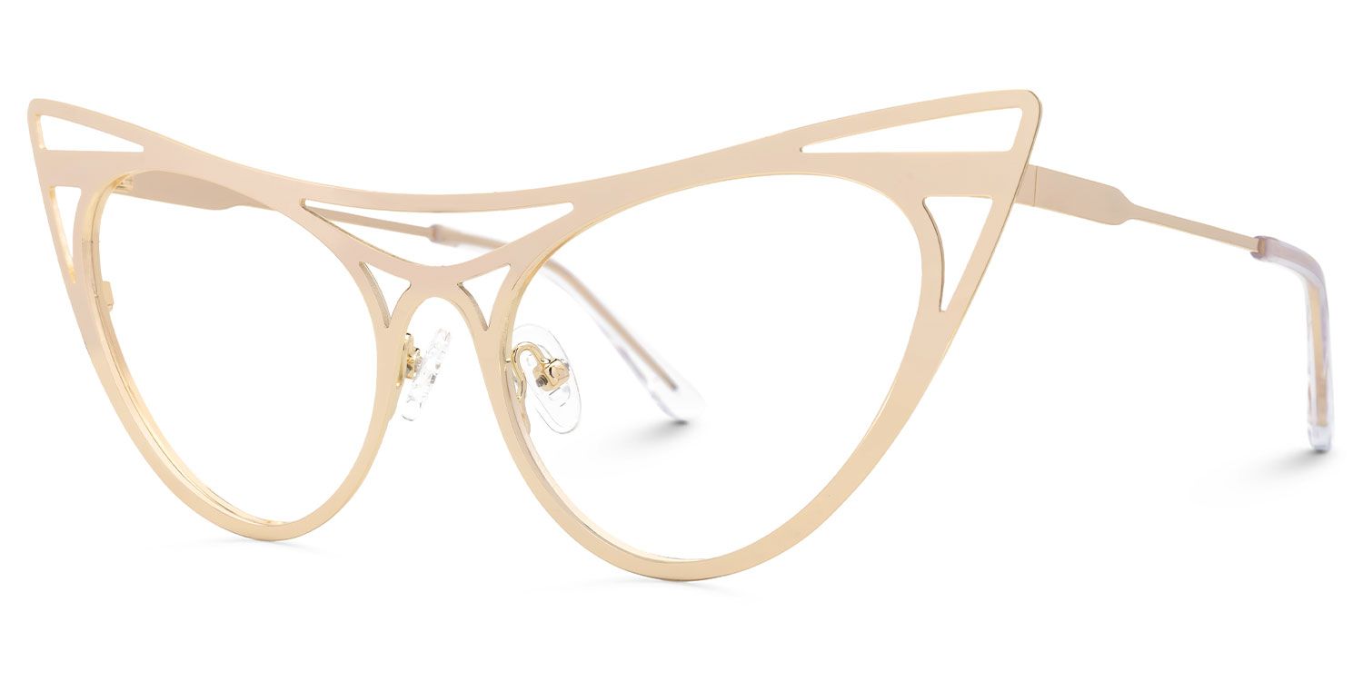 Elior - Cat Eye Gold Eyeglasses | Vooglam Front View