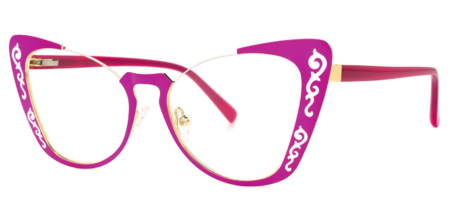 Ithran - Cat Eye Purple Eyeglasses by Vooglam - Front View