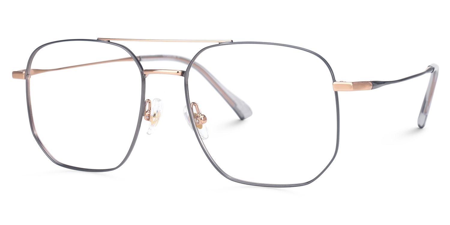 Emke - Aviator Grey Eyeglasses | Vooglam Front View
