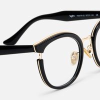 Retro Black Cat Eye Round Glasses Gold Accents | Vooglam Design Details