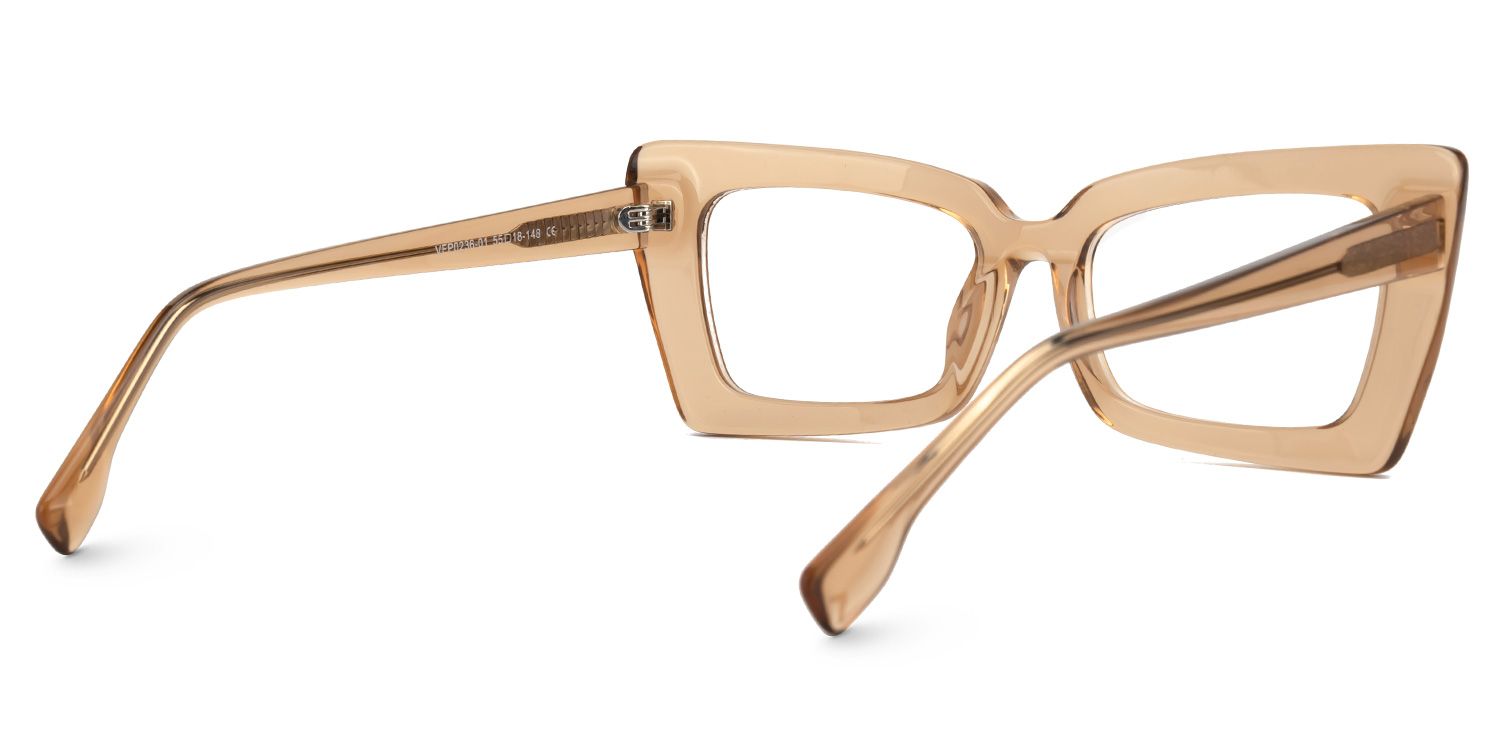 Sarah - Translucent Caramel Rectangle Frame glasses | Vooglam Side View