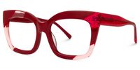 Terrie - Square Red Eyeglasses | Vooglam Front View