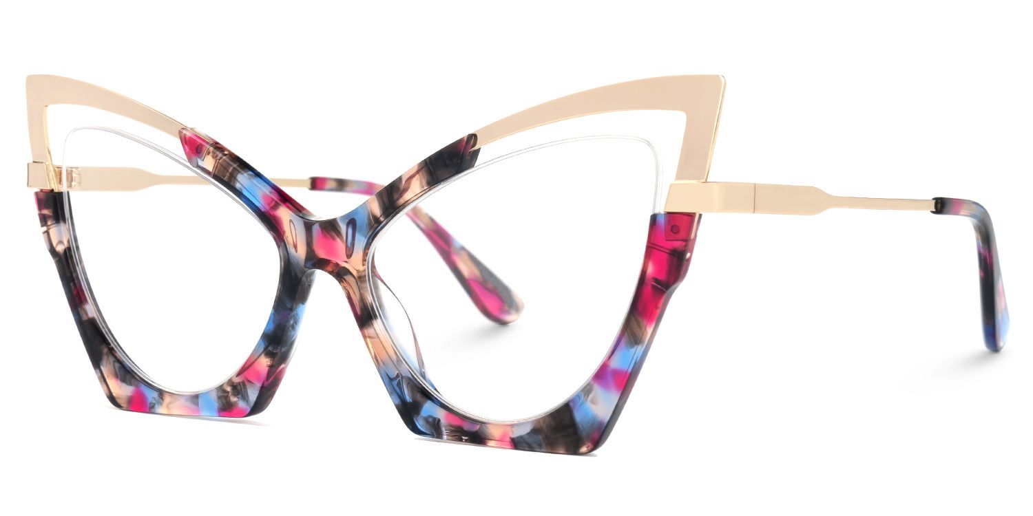 Emiko - Cat Eye Floral Eyeglasses | Vooglam Front View