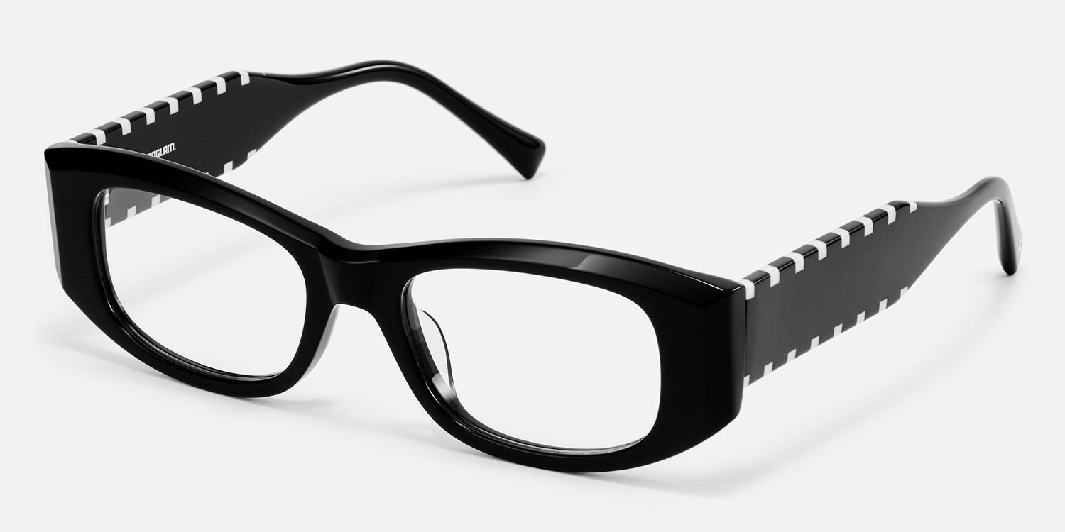 Banksy - Rectangle Black Eyeglasses | Vooglam Front View
