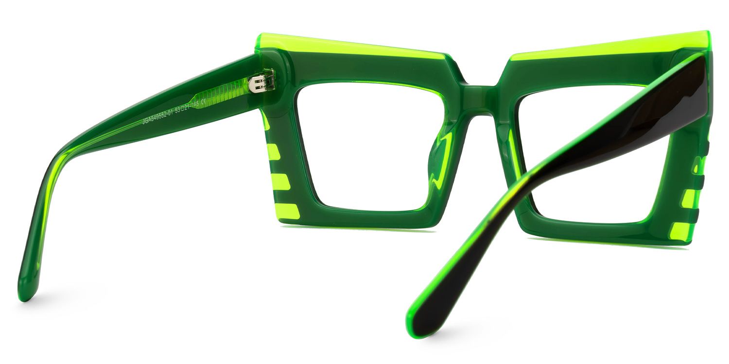 Faylinn - Rectangle Green/Black Eyeglasses by Vooglam - Side View