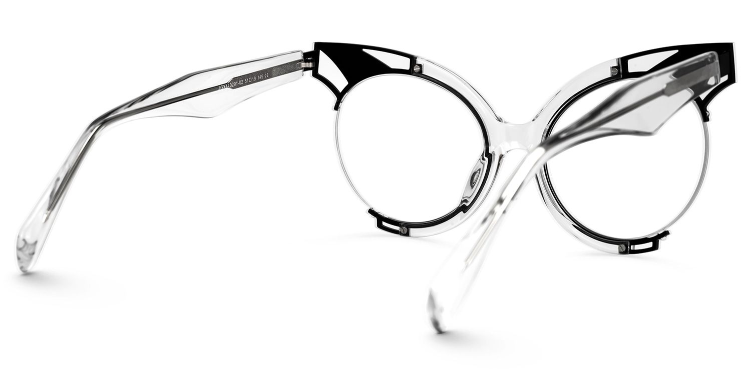 Erika - Round Crystal Eyeglasses | Vooglam Side View