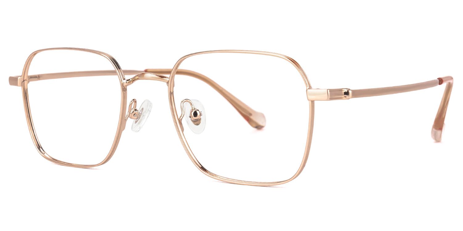 Deimena - Rectangle Gold Eyeglasses | Vooglam Front View