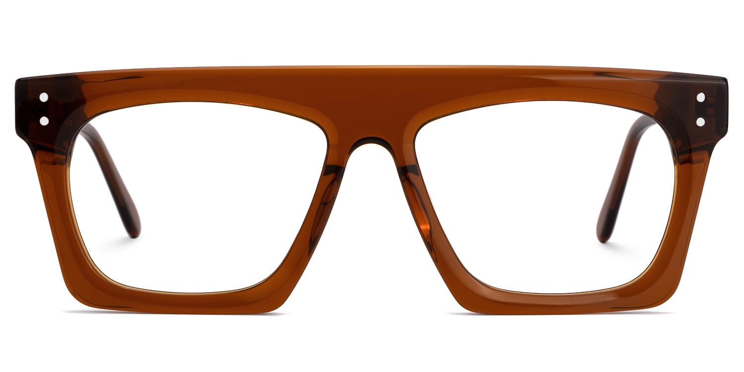 Fausta - Aviator Brown Eyeglasses by Vooglam - Angle View