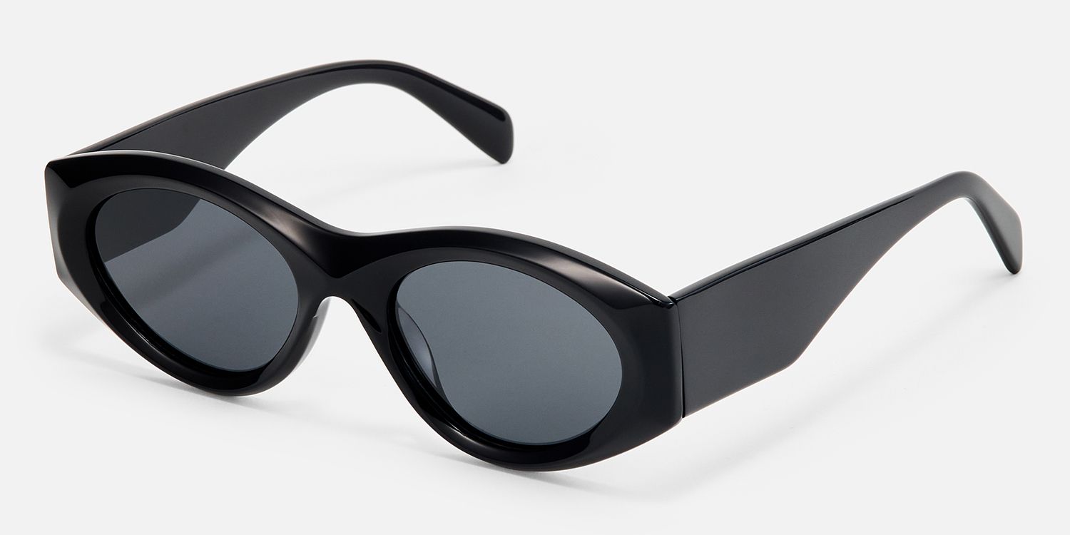Aura - Cat Eye Black Sunglasses | Vooglam Front View