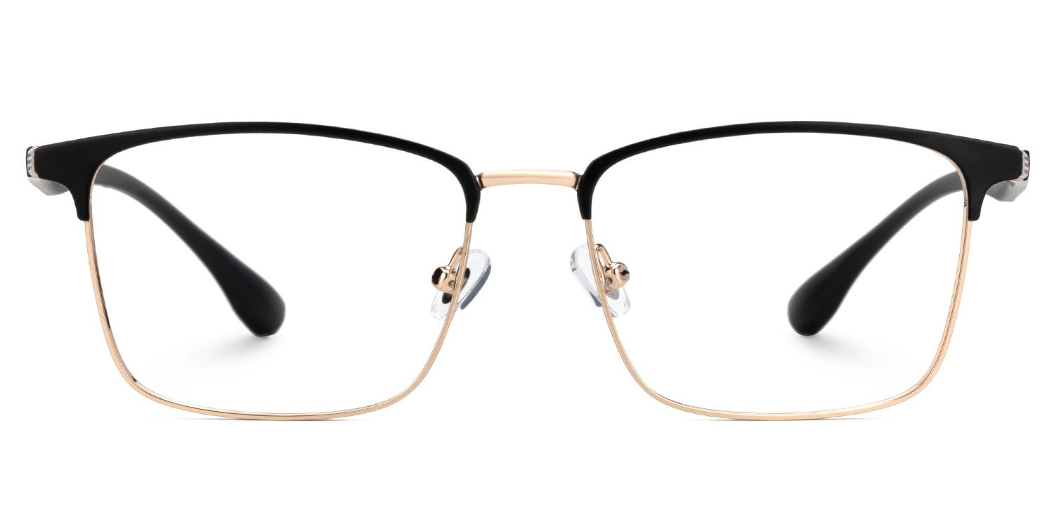 Faruq - Rectangle Gold Eyeglasses | Vooglam Angle View