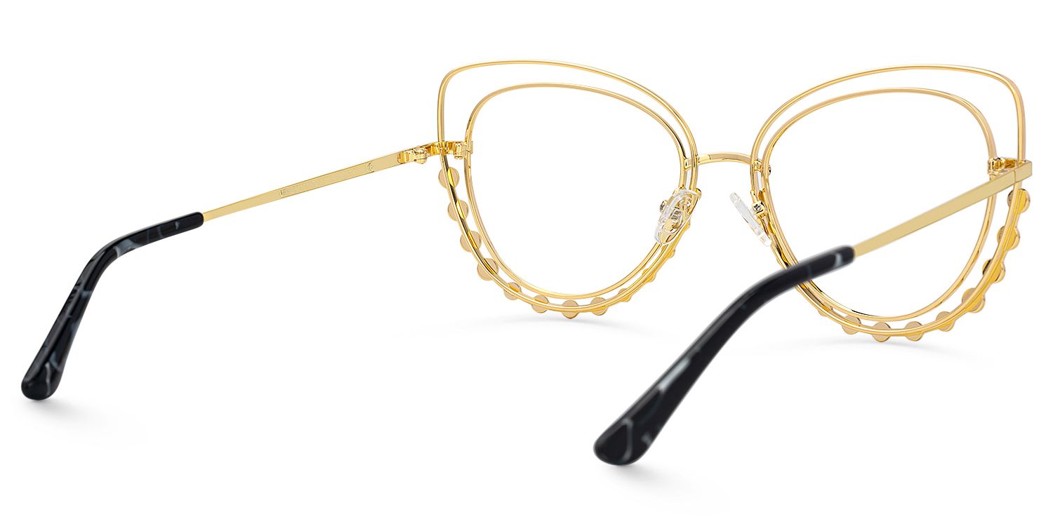 Odilia - Cat Eye Gold Eyeglasses | Vooglam Side View