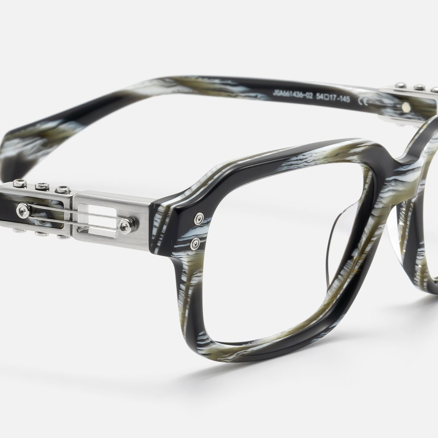 Anacortes - Gray Horn Rim Guitar Temple Glasses | Vooglam Design Details