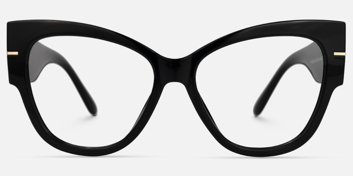 Elektra - Bold Black Cat-Eye Glasses with Gold Accents product detail 2