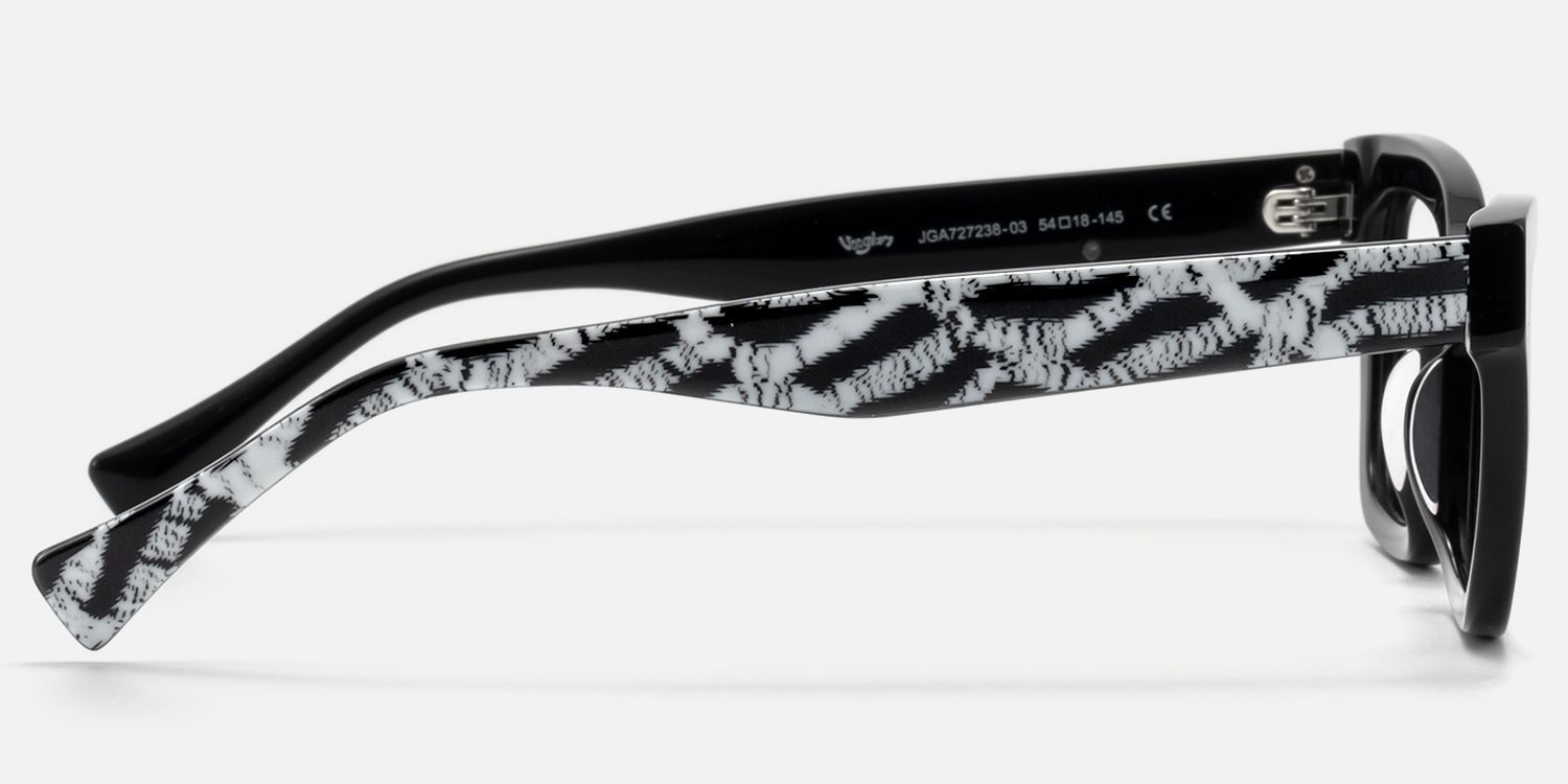 Wild Beat - Square Black Eyeglasses | Vooglam Side View