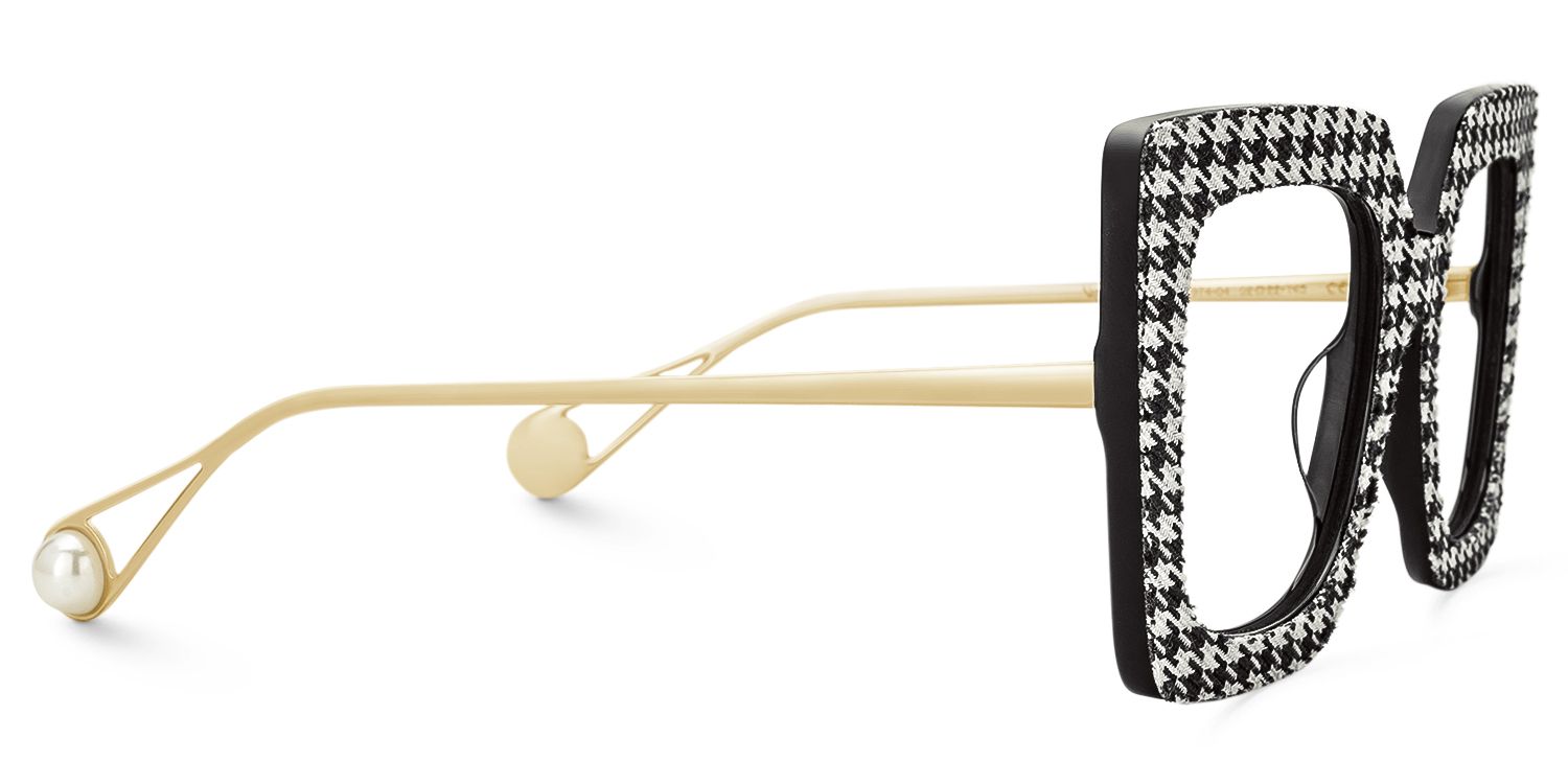 Faustus - Retro Houndstooth Pattern Square Glasses | Vooglam 4
