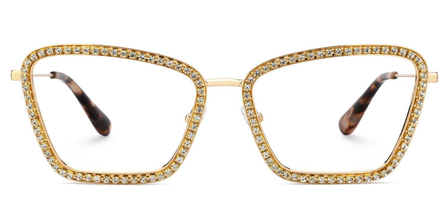 Feodora - Rectangle Gold Eyeglasses by Vooglam - Angle View
