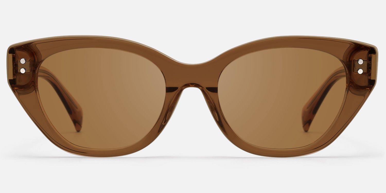 Cicely - Champagne Cat Eye Sunglasses | Vooglam Front View