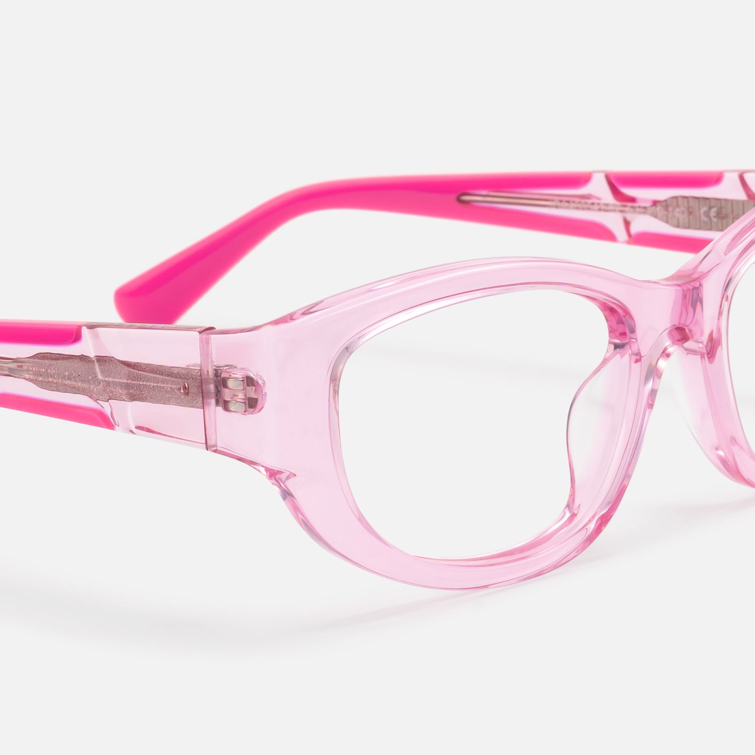 Bubble - Clear Pink Y2K Oval Rectangle Glasses by Vooglam - Design Details