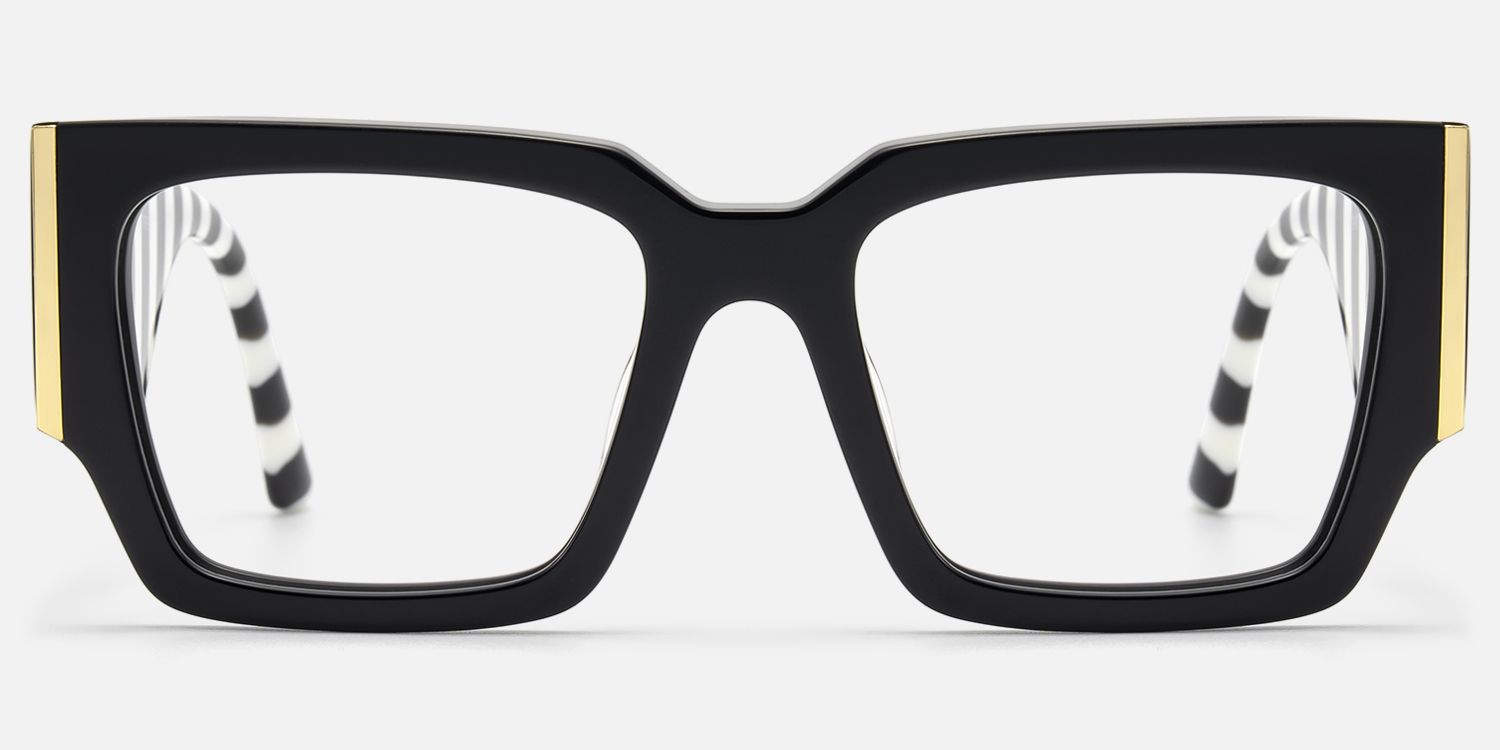 Fantasia - Rectangle Black Eyeglasses | Vooglam Angle View