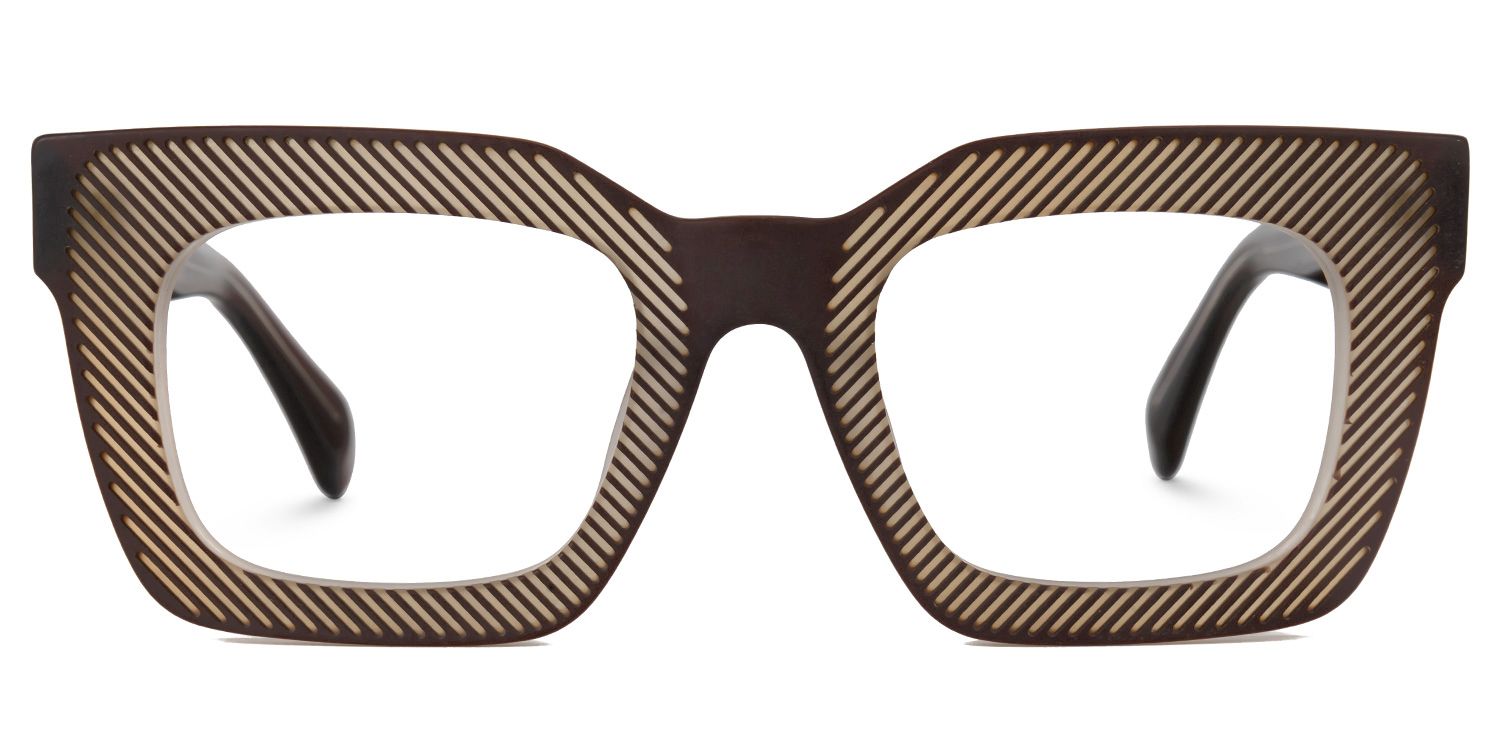 Delgado - Rectangle Brown Eyeglasses by Vooglam - Angle View