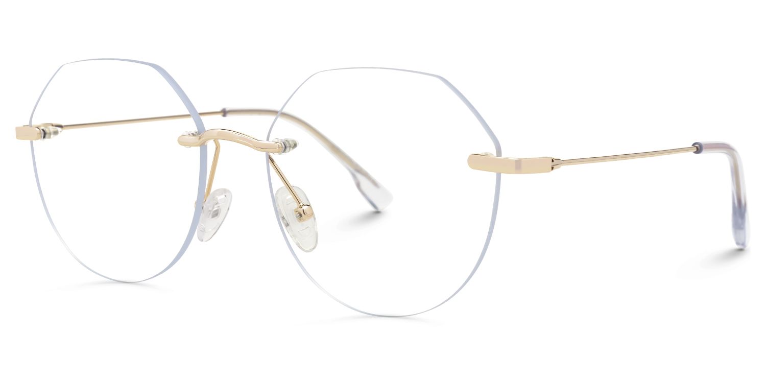 Emlyn - Geometric Gold Eyeglasses | Vooglam Front View
