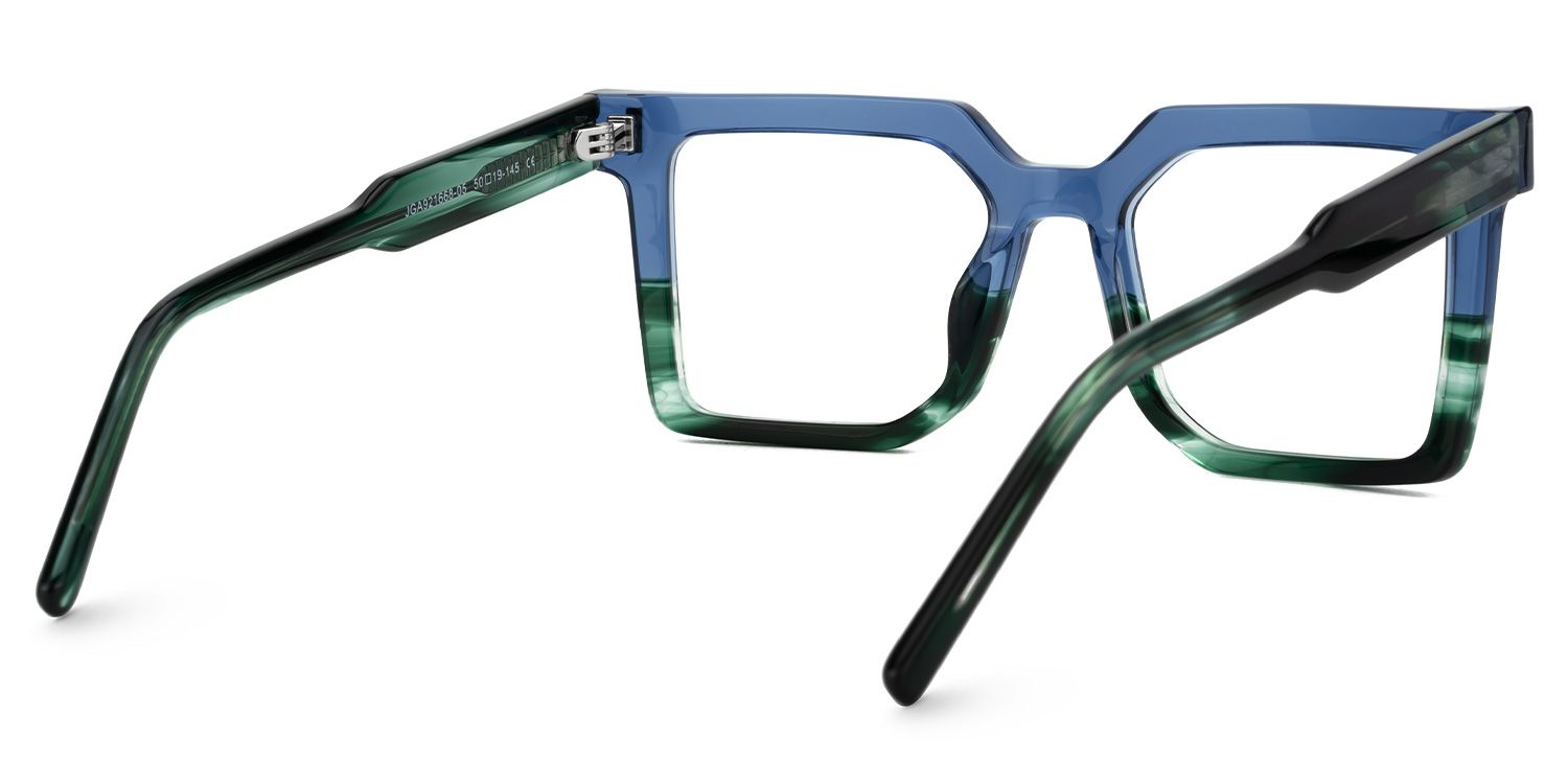 Nadie - Square Blue Eyeglasses | Vooglam Side View