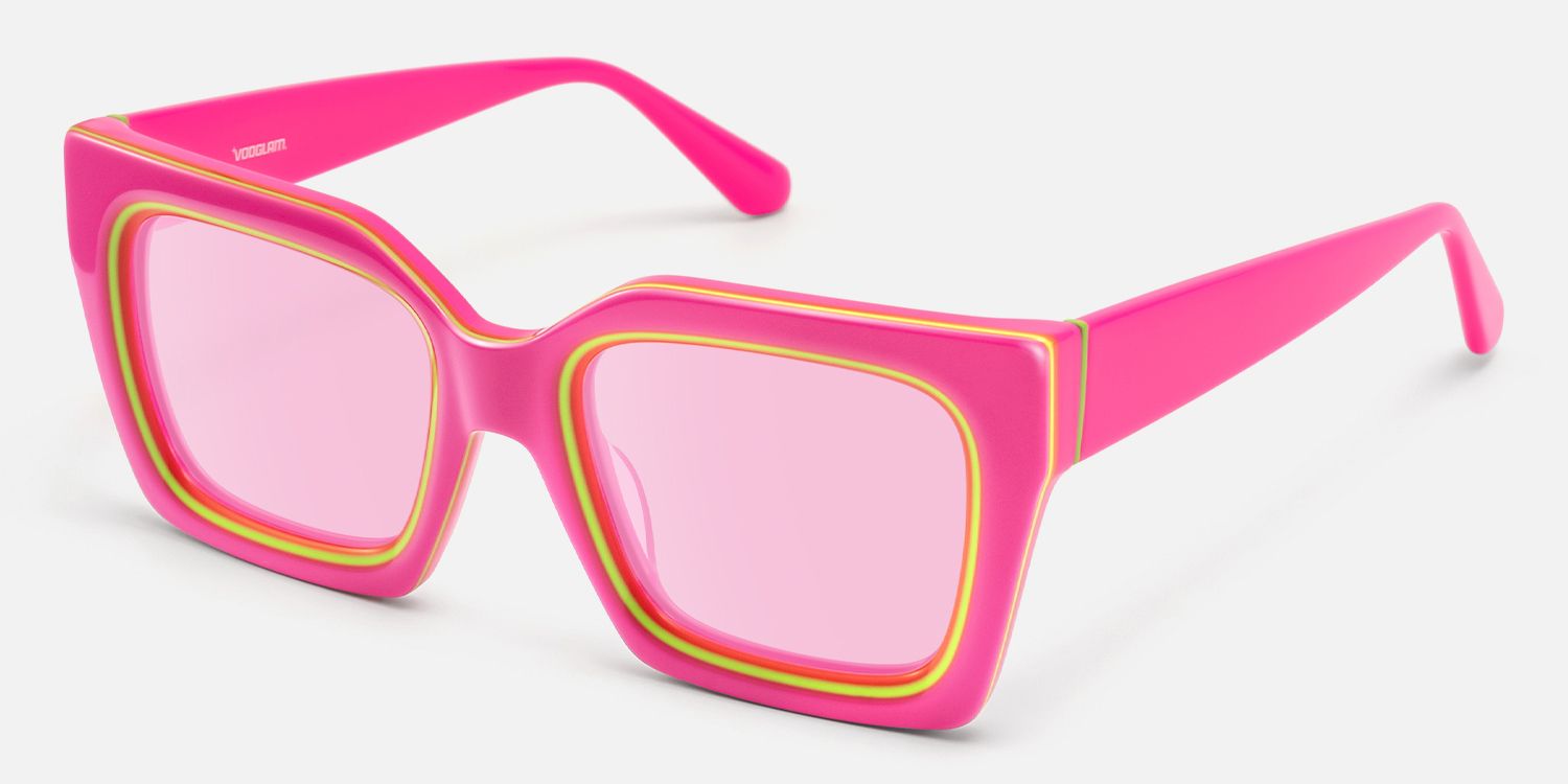 Trance - Square Pink Sunglasses | Vooglam Front View