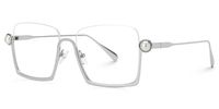 Fenella - Square Silver Eyeglasses | Vooglam Front View