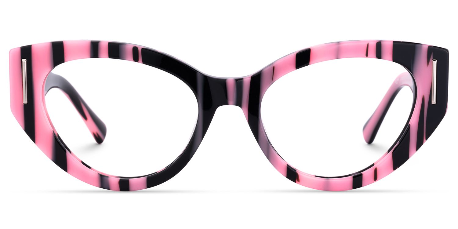 Sadah - Unique Pink-Zebra Pattern Cat Eye Glasses | Vooglam Angle View