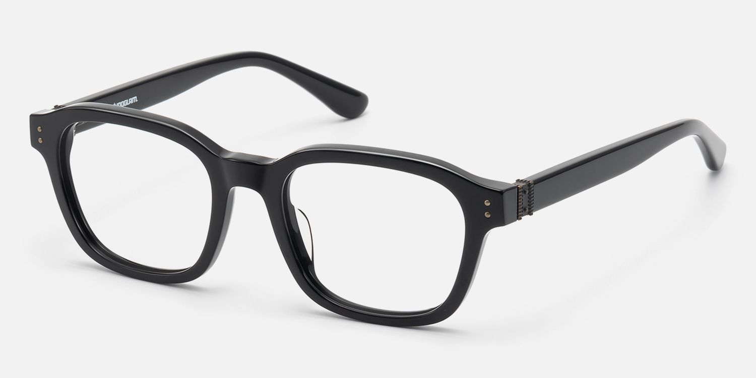 Rainier - Black Acetate Zipper Square Glasses | Vooglam Front View