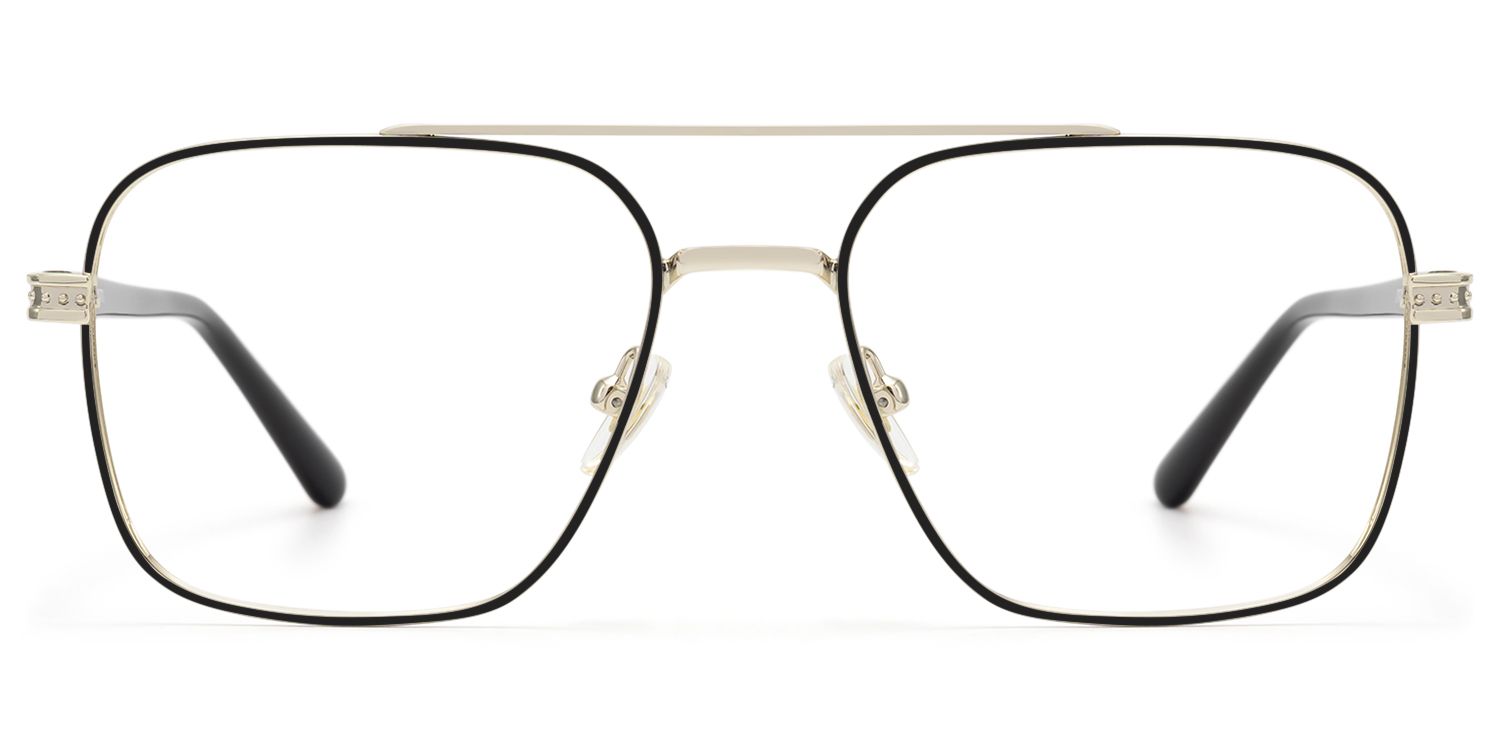 Frame Size of Kovar - Black And Gold Wire Frame Aviator | Vooglam
