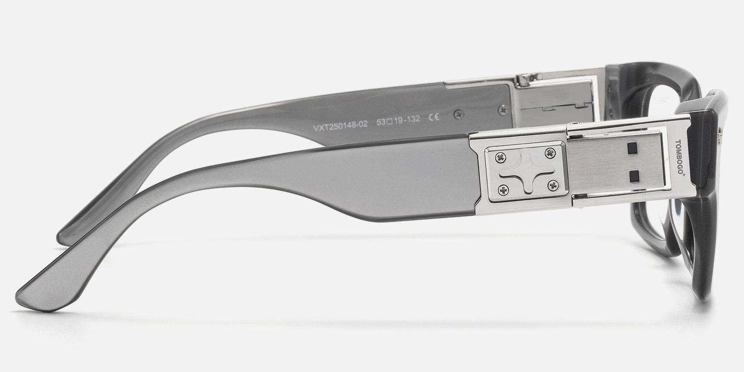 The Programmer - Chunky Silver USB Glasses | Vooglam Side View