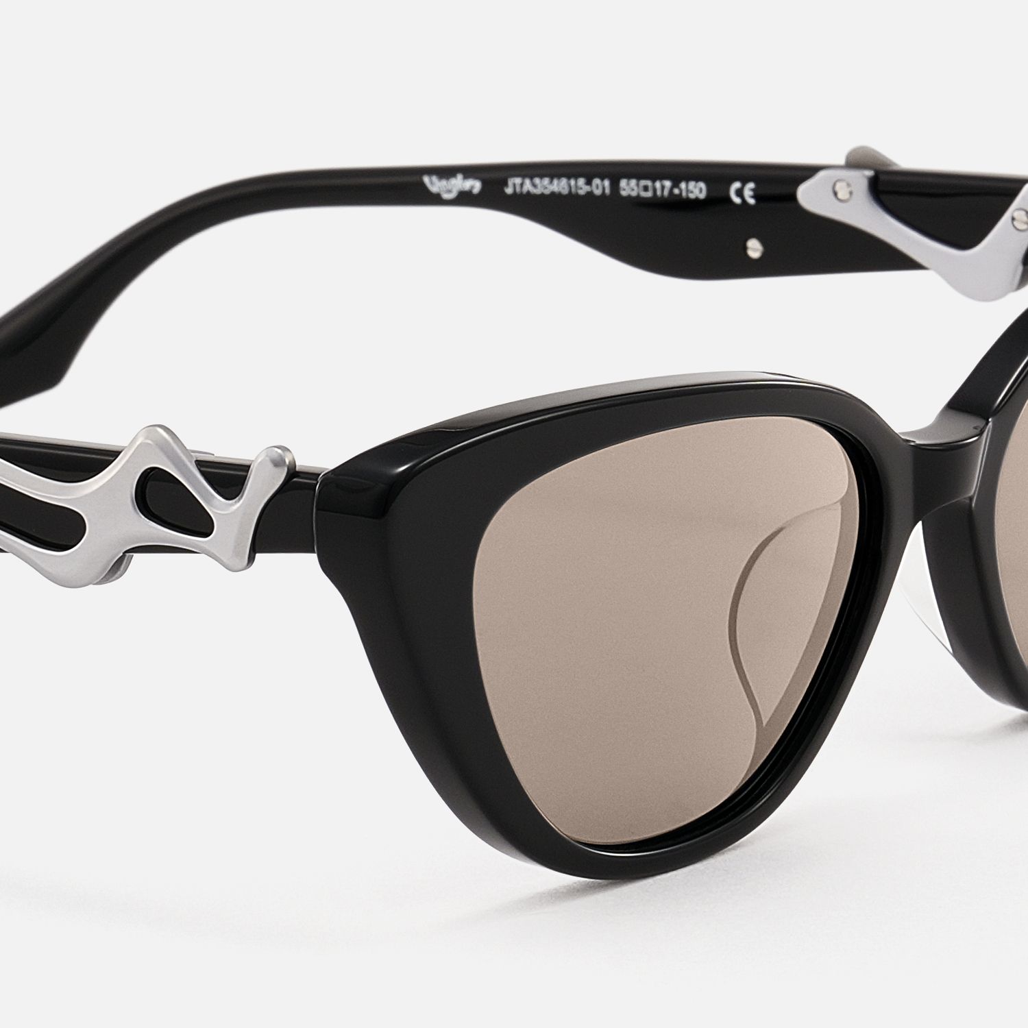 No Fate - Oversized Black Amber Cat Eye Shades | Vooglam Design Details