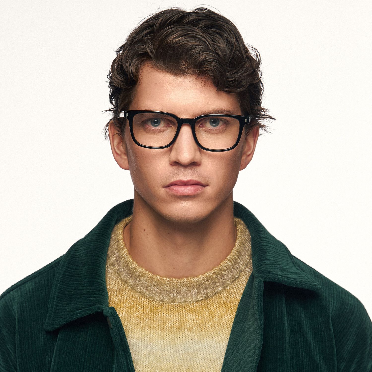 Lajos - Rectangle Black Eyeglasses | Vooglam On Model 1