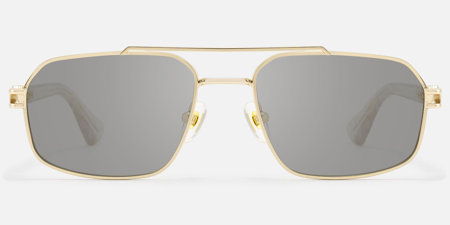 Lacey - Grey Tint Aviator Gold Sunglasses | Vooglam Angle View