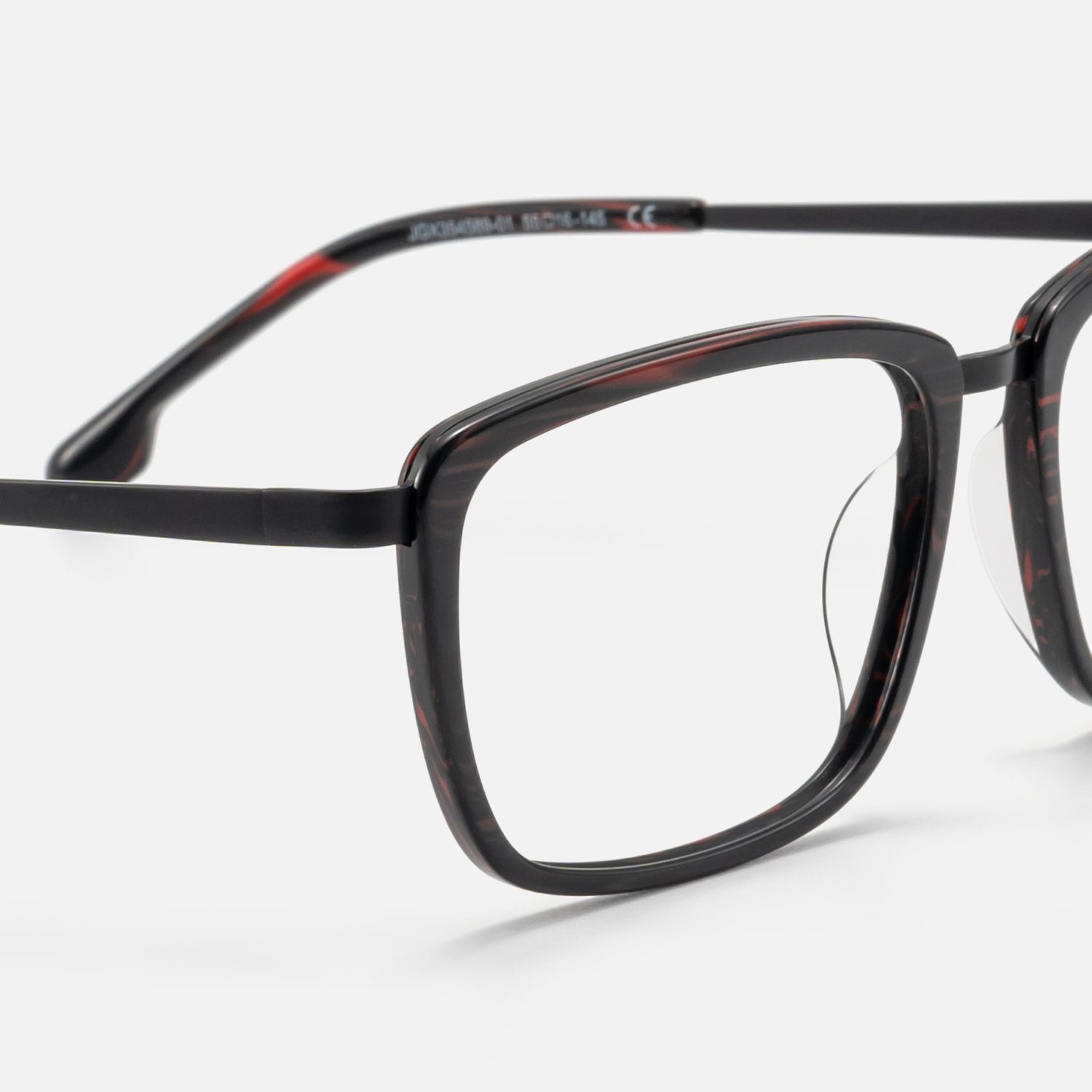 Alloy - Sleek Black Rectangle Professional Glasses | Vooglam Design Details