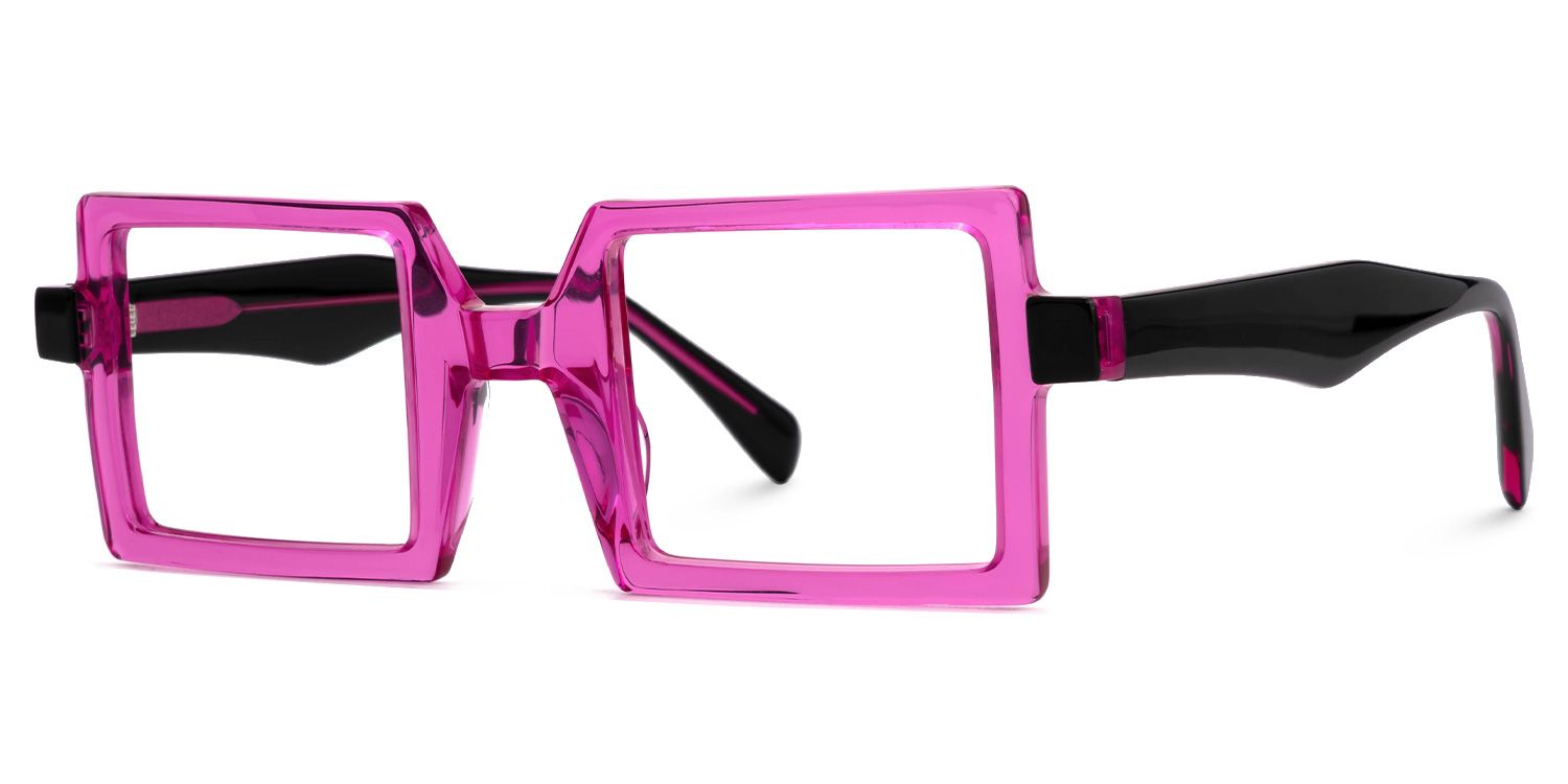 Fawzia - Rectangle Pink Eyeglasses | Vooglam Front View