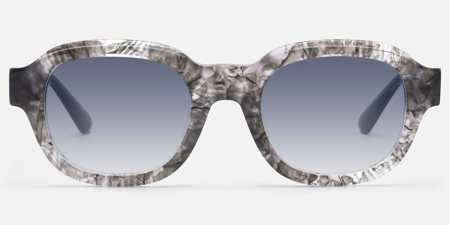 Eerie - Retro Gray Tinted Marbled Round Shades | Vooglam Angle View